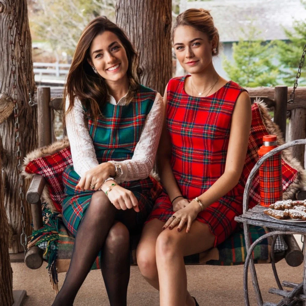 Kiel James Patrick KJP red Plaid Scalloped Hem Shift Christmas Wrapper Dress 6 - Picture 1 of 4